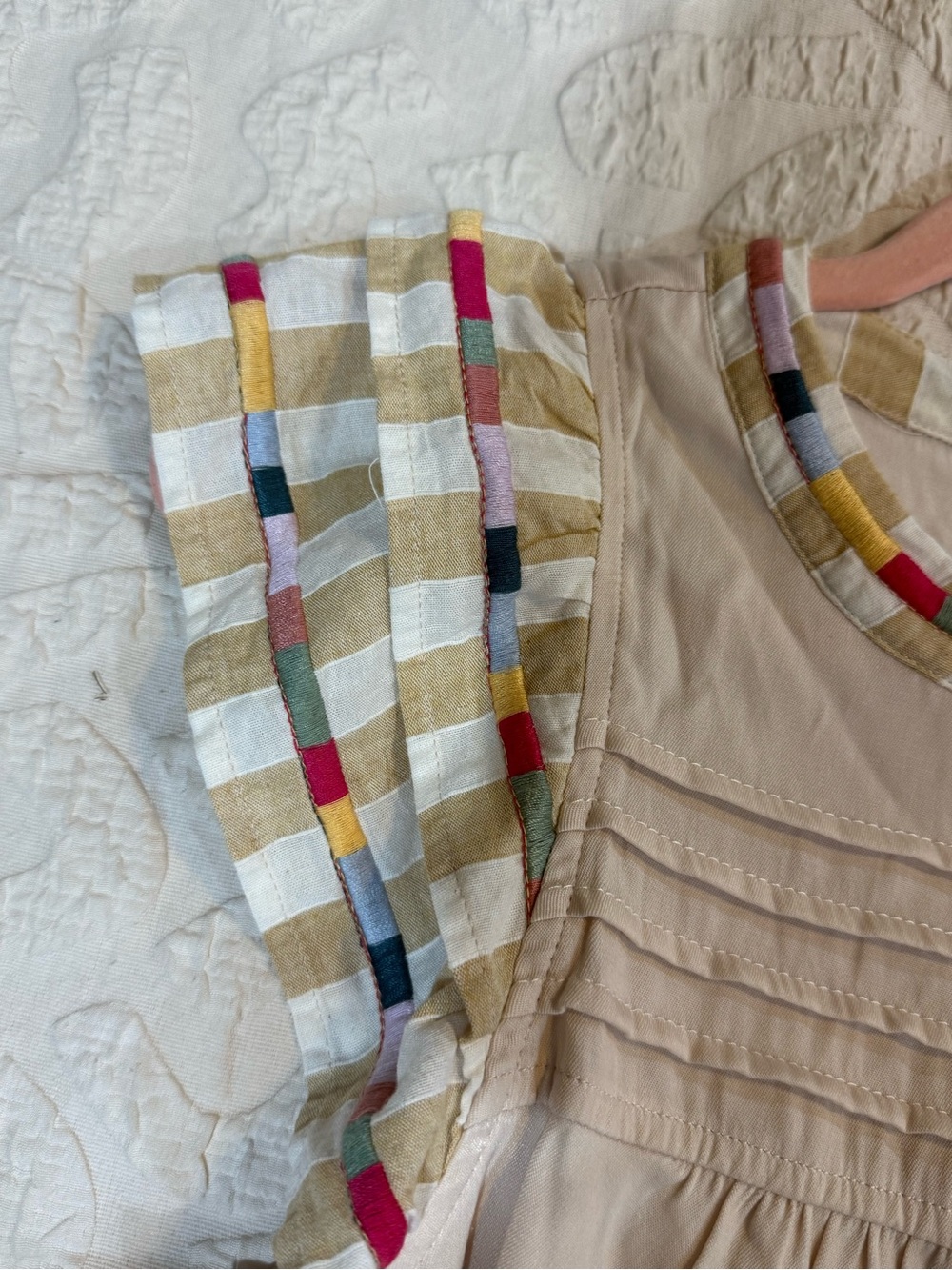 entro Cream Top with Multicolor Embroidered Trim - Picture 3 of 4